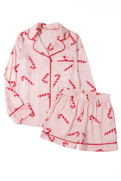 Pink candy cane pajama set