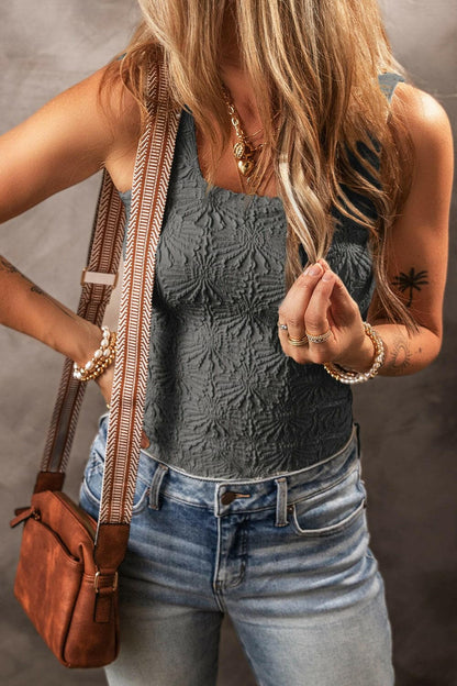 Square Neck Wide Strap Tank.