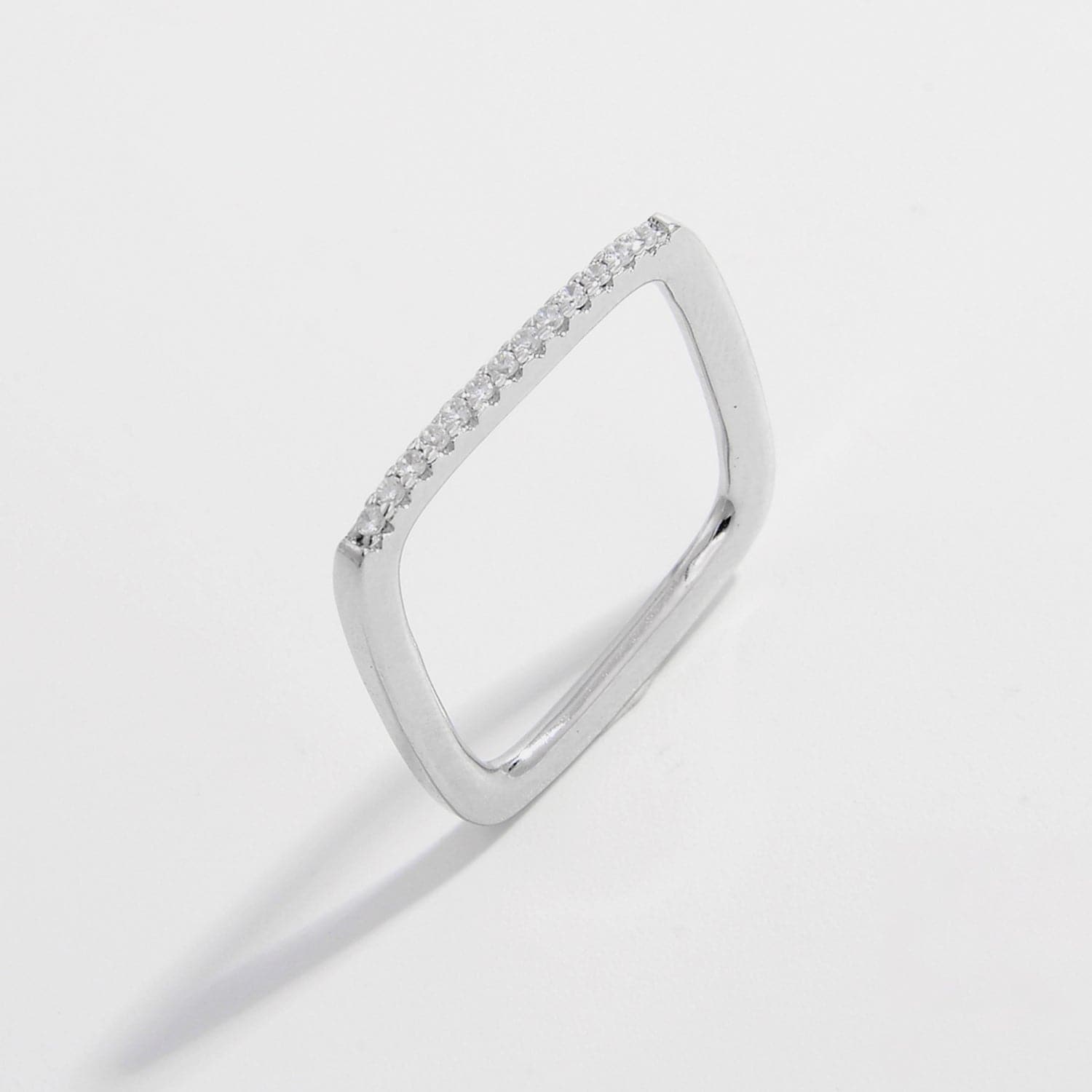 925 Sterling Silver Zircon Square Ring.