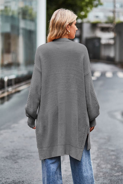 Open Front Dropped Shoulder Longline Cardigan.