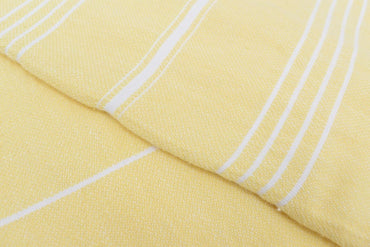 Monaco Yellow Turkish Towel 40 Inch by 70 Inch Hand Loomed 100 Percent Natural Cotton Quick Drying Lightweight Beach Bath Scarf Picnic Blanket - Love Salve 