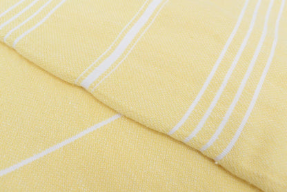 Monaco Yellow Turkish Towel 40 Inch by 70 Inch Hand Loomed 100 Percent Natural Cotton Quick Drying Lightweight Beach Bath Scarf Picnic Blanket - Love Salve 
