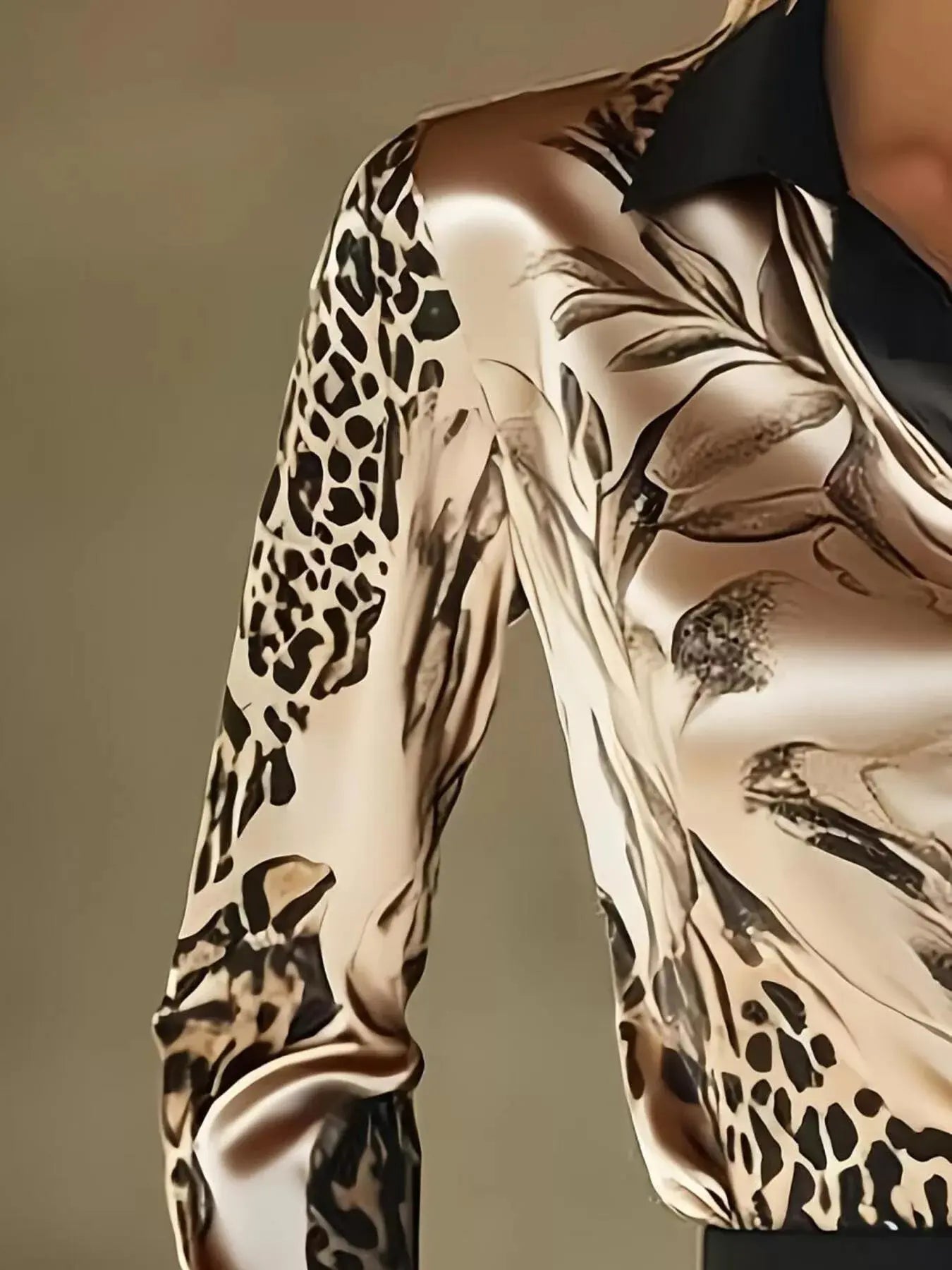 Printed Button Up Satin Shirt Simply Love