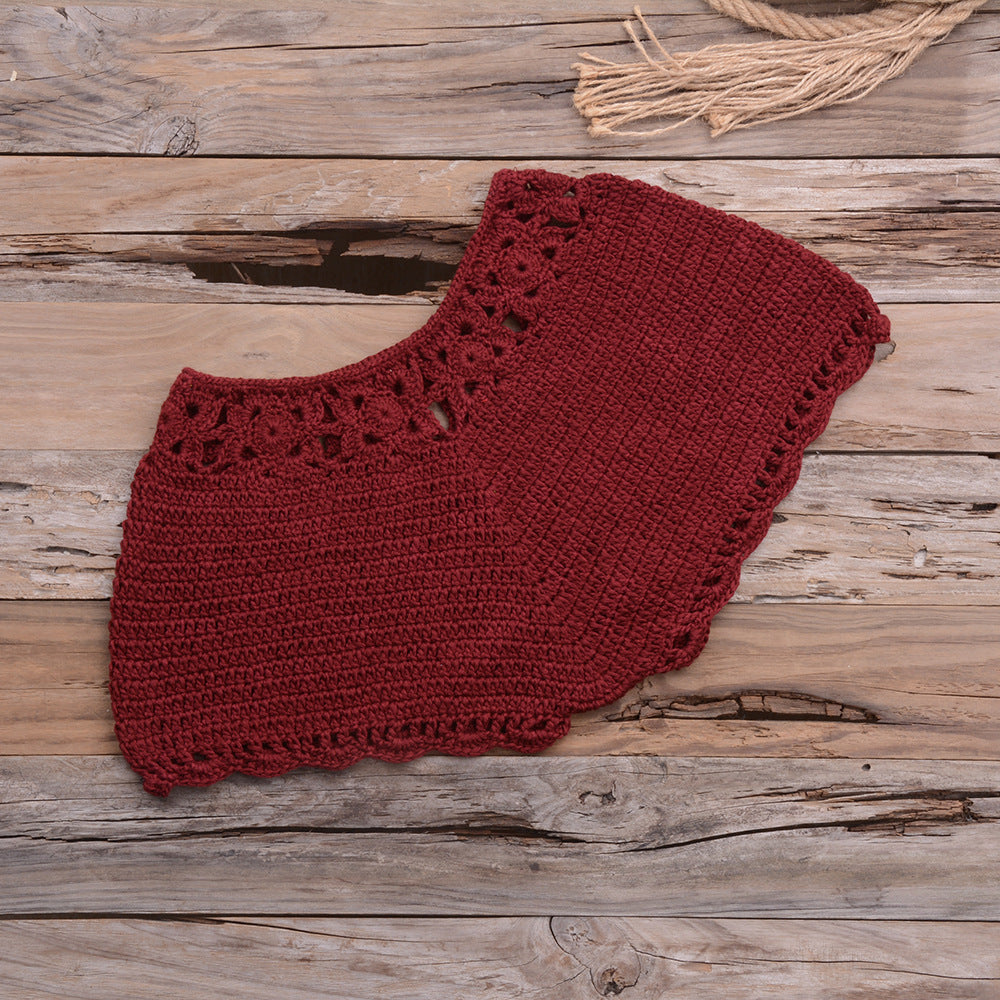 Handmade Beach Solid Color Short Swimming Trunks Sexy Cutout Hand Crocheting Cotton Sunscreen Bella Mia