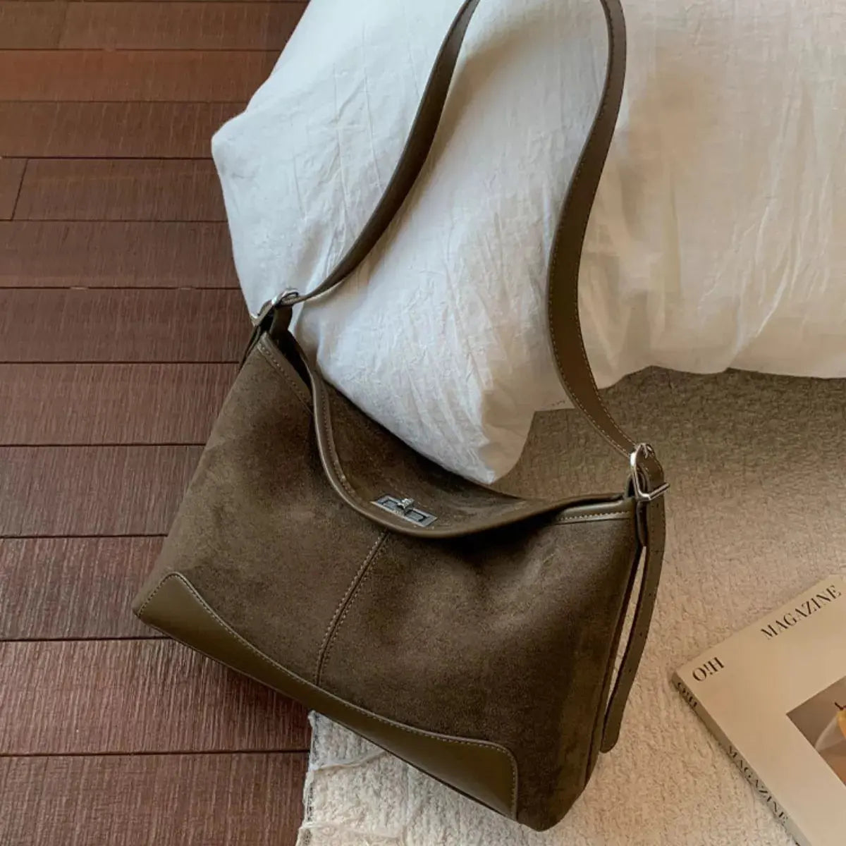 Suede Crossbody Bag with Adjustable Strap Simply Love