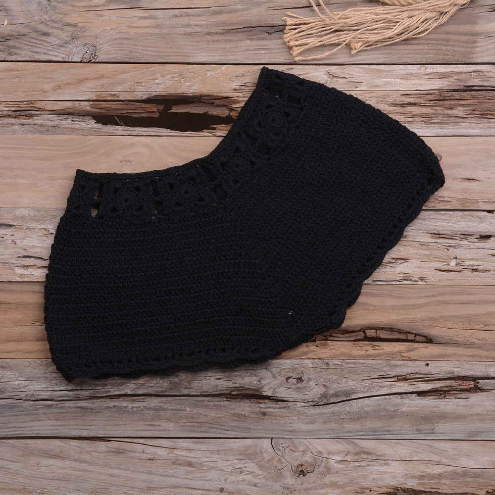 Handmade Beach Solid Color Short Swimming Trunks Sexy Cutout Hand Crocheting Cotton Sunscreen Bella Mia