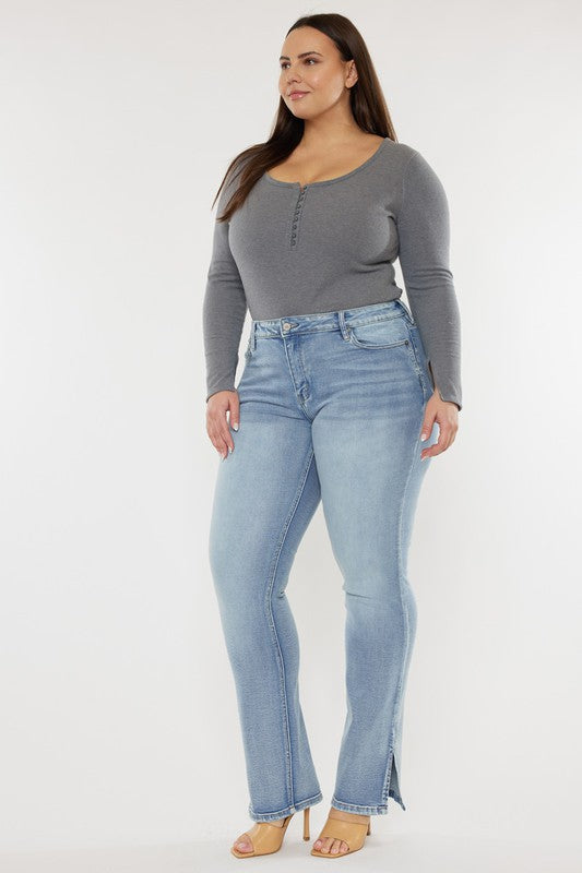 Plus Mid Rise Y2K Medium Wash Bootcut Jeans KanCan Coco’s Tee Boutique