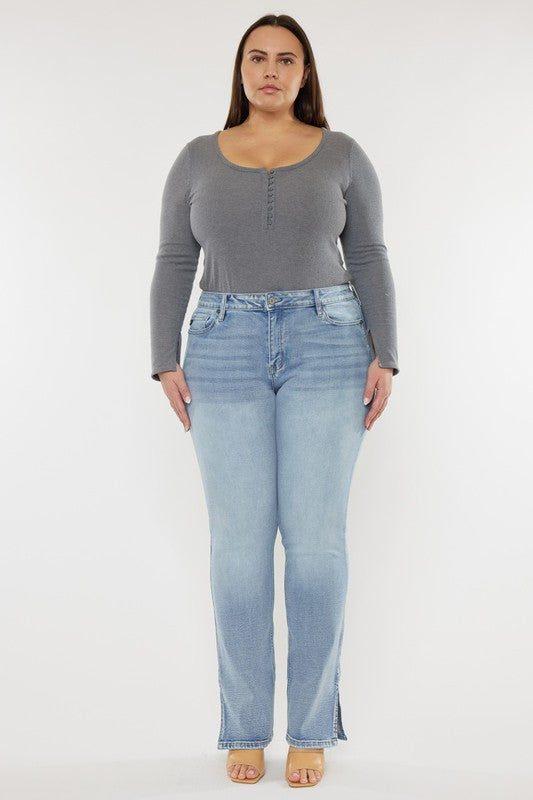 Plus Mid Rise Y2K Medium Wash Bootcut Jeans KanCan Coco’s Tee Boutique