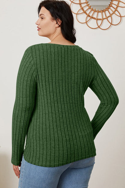 Versatile ribbed v-neck long sleeve tee for every occasion