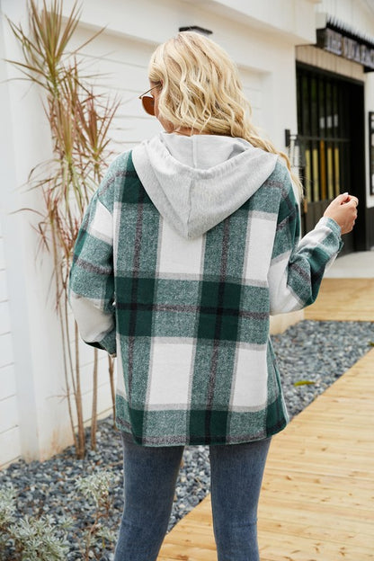 Hooded Long Sleeve Shacket for Women