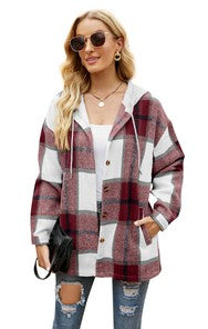 Hooded Long Sleeve Shacket for Women