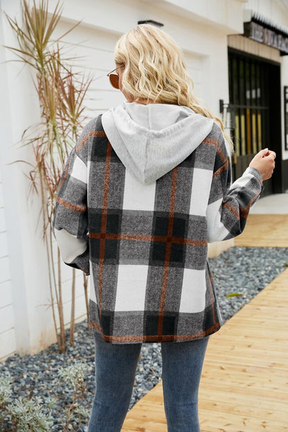 Hooded Long Sleeve Shacket for Women