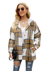 Hooded Long Sleeve Shacket for Women