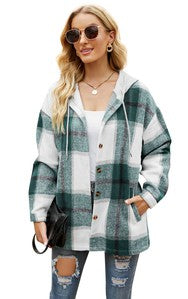 Hooded Long Sleeve Shacket for Women