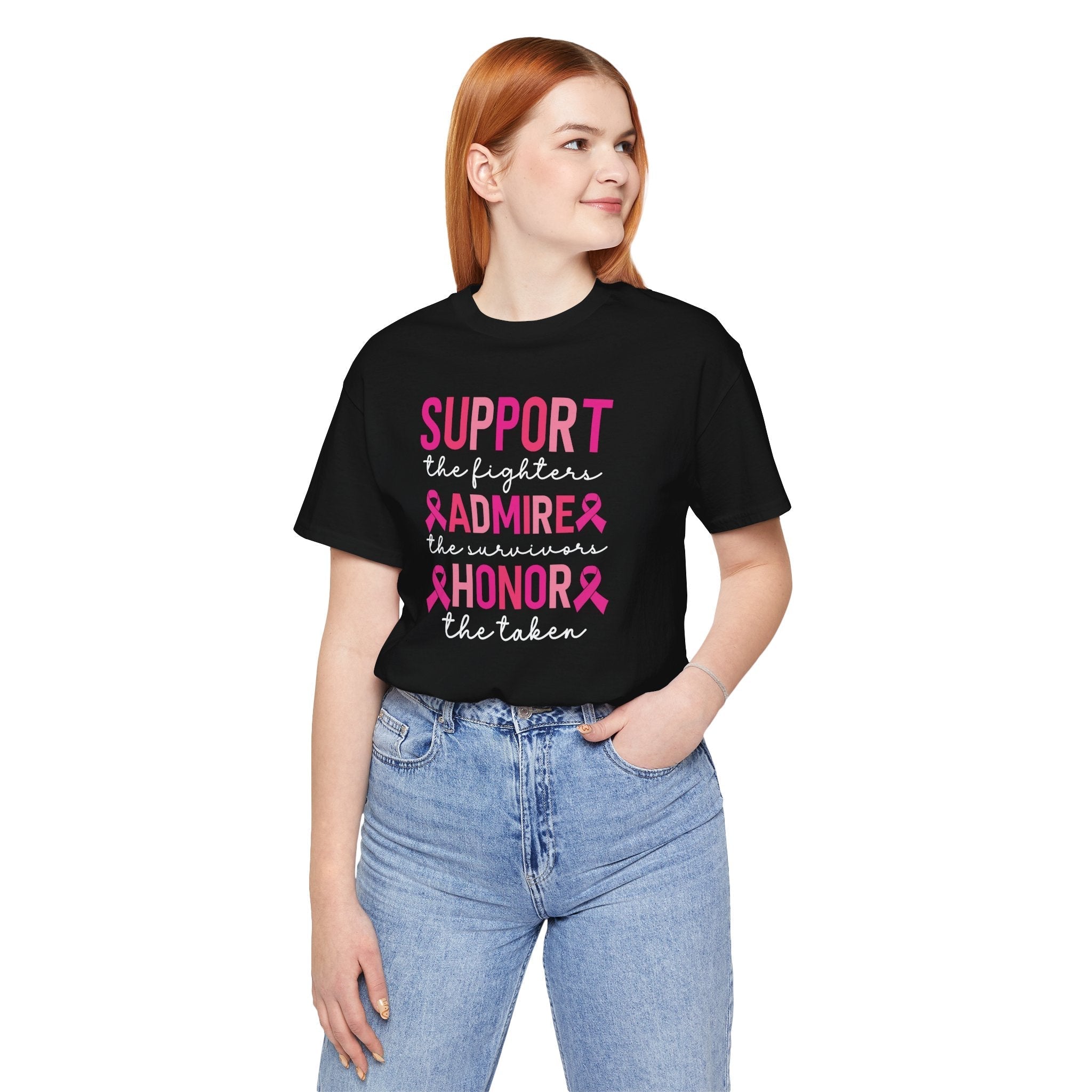 Support Honor Admire Cancer Awareness Tee Unisex Short Sleeve Shirt For Fighters Survivors And The Taken Coco’s Tee Boutique