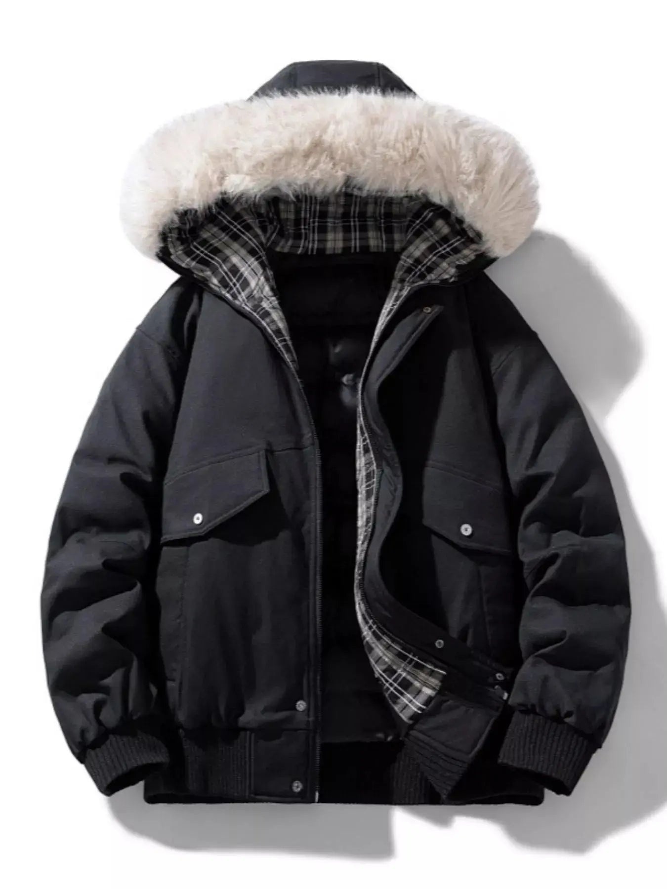 Men's Plus Size Fur Hooded Warm Padded Coat Simply Love