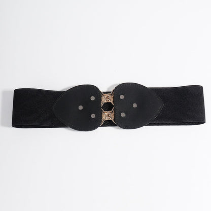 Alloy Leaf Buckle Elastic Belt.