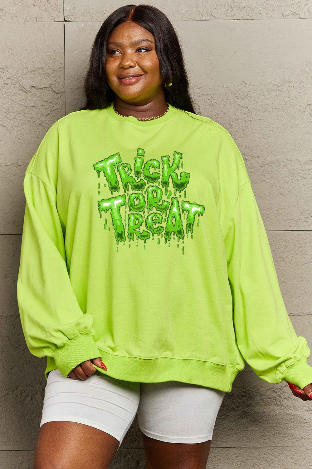 Simply Love Full Size TRICK OR TREAT Graphic Sweatshirt.