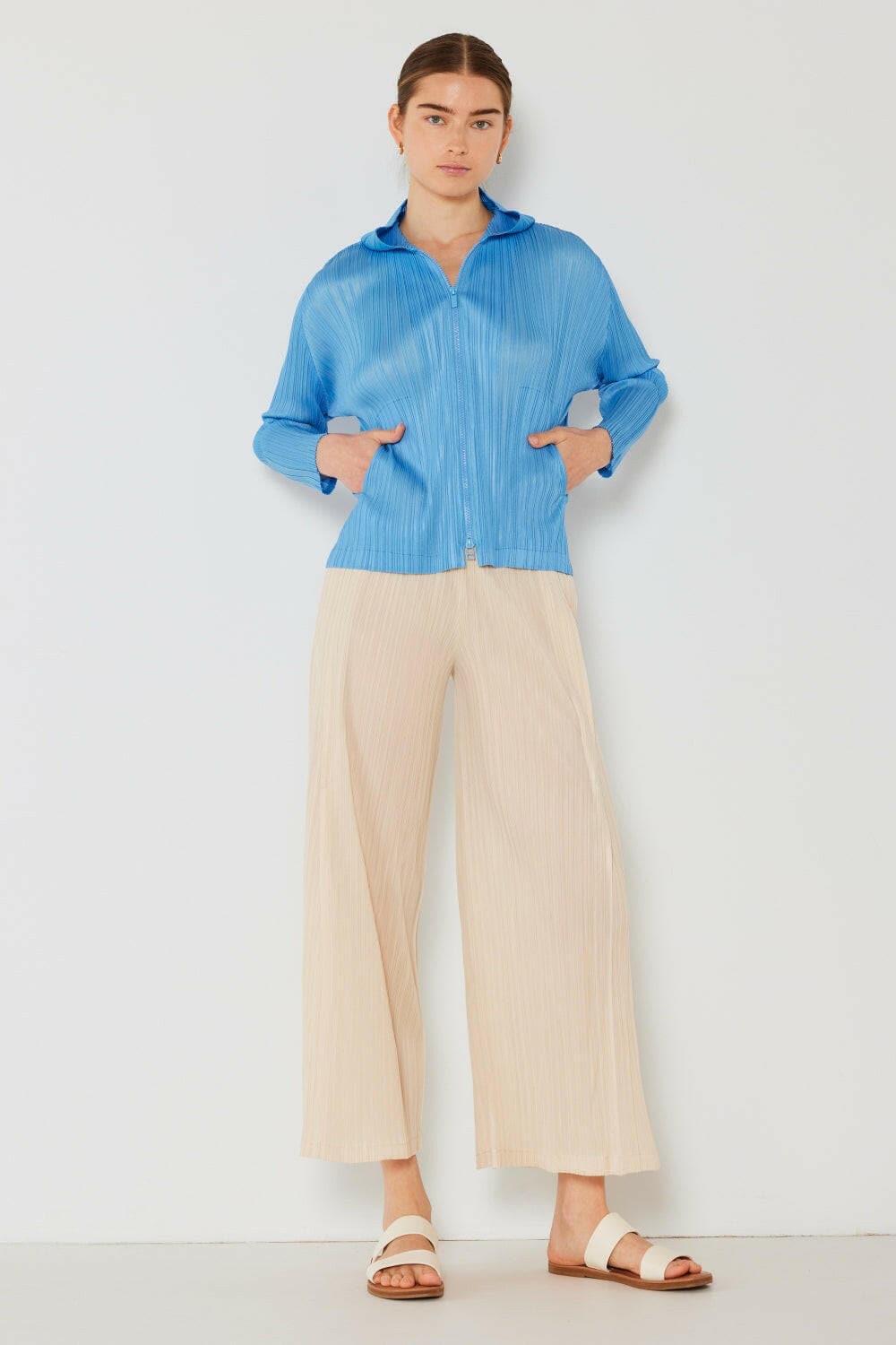 Chic Pleated Wide-Leg Trousers with Side Detail