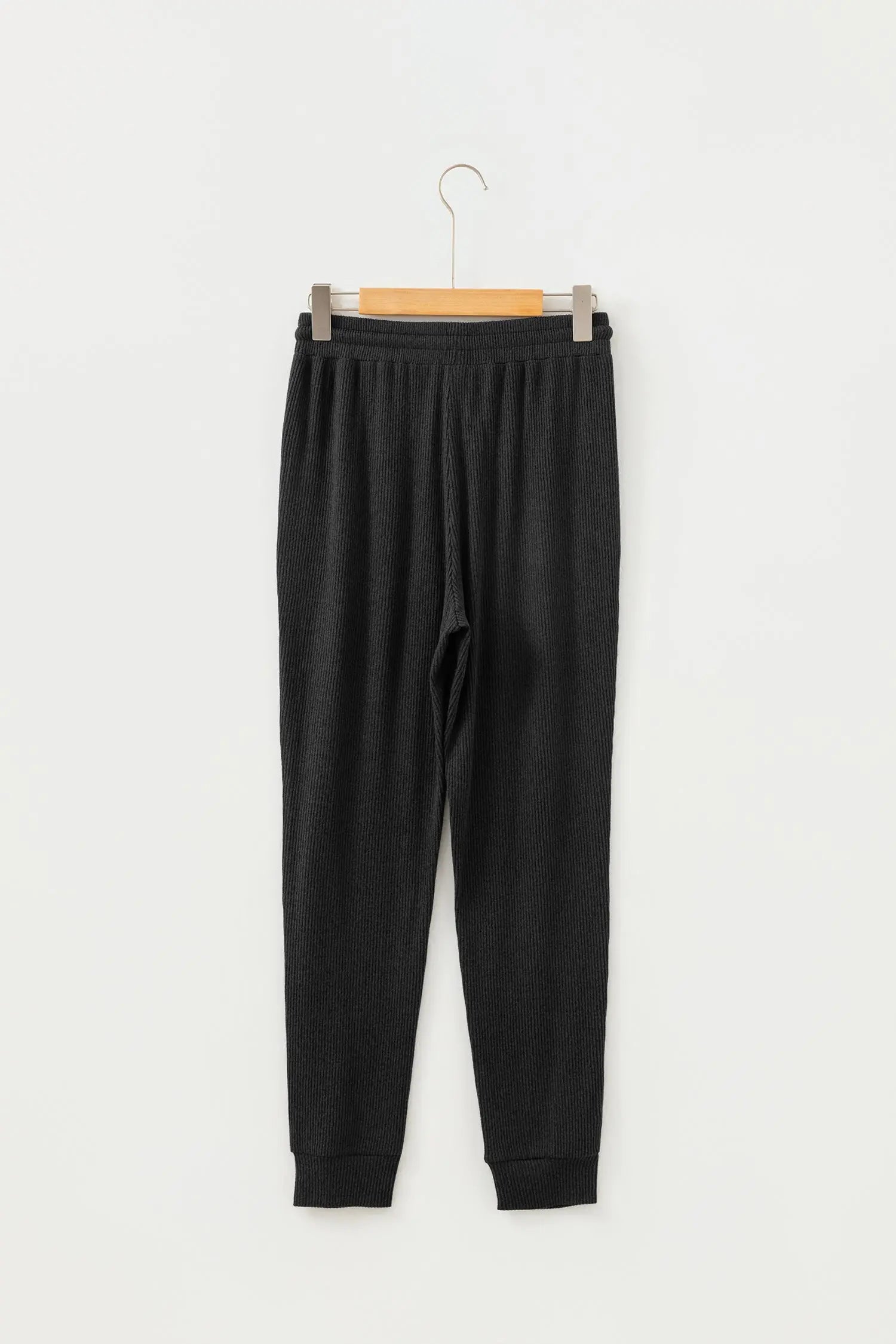 Black Ribbed Drawstring Active Jogger Pants For Gym And Everyday Wear Dear-Lover Dropshipping