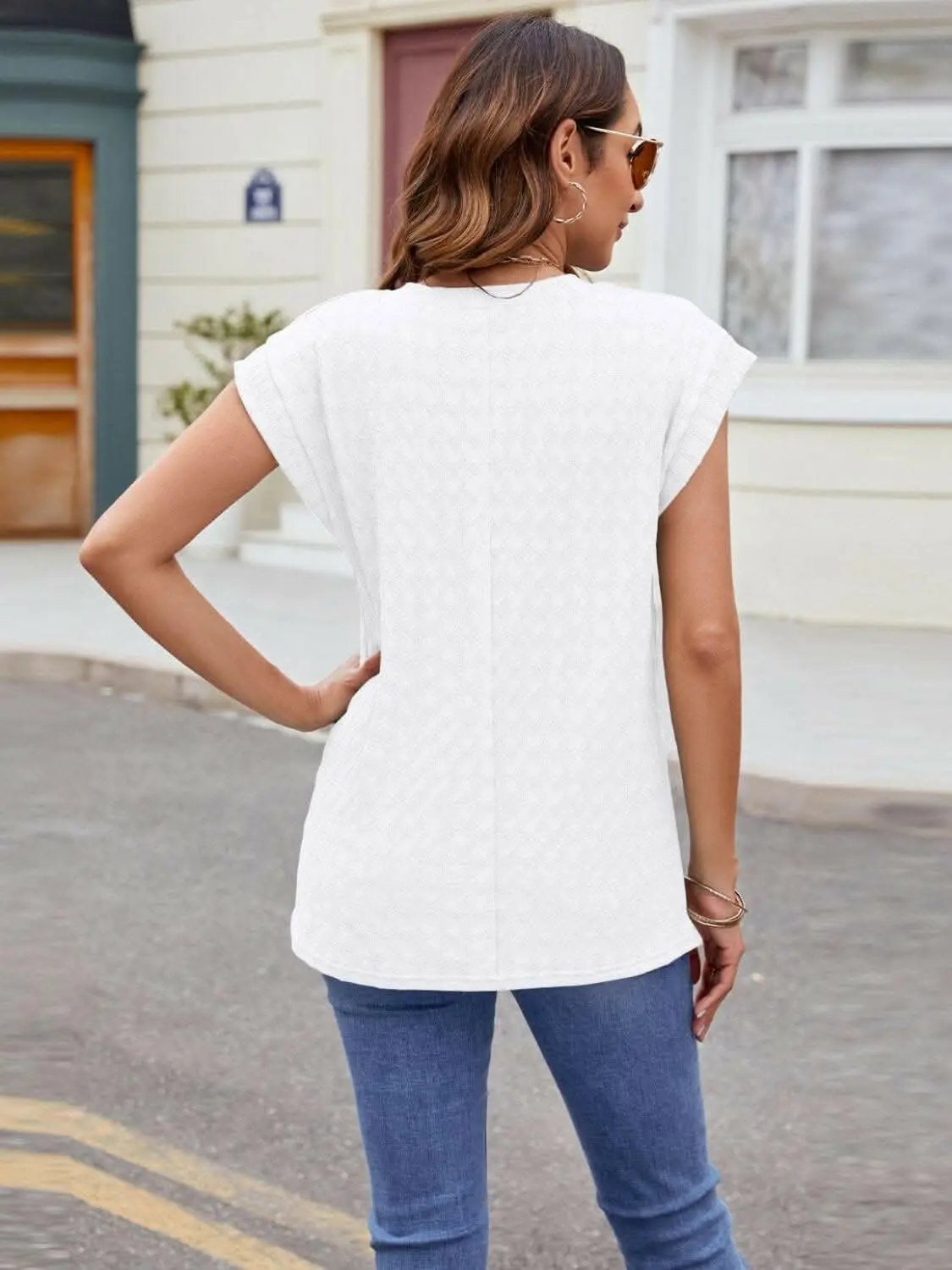 Textured cap sleeve t-shirt - Love Salve 