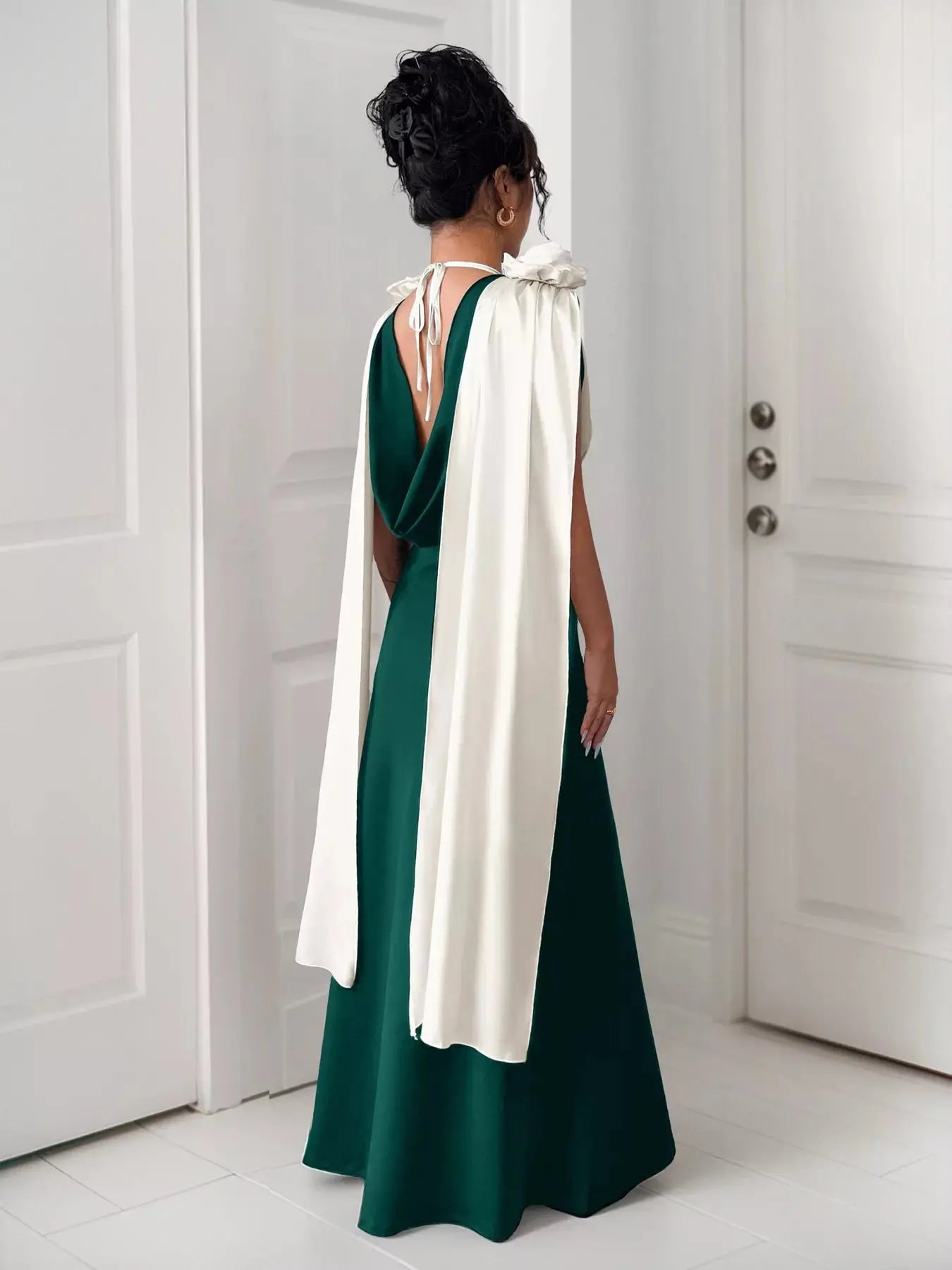 Floral Applique Two Tone Maxi Dress Simply Love