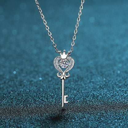 Key Shape Moissanite 925 Sterling Silver Necklace.