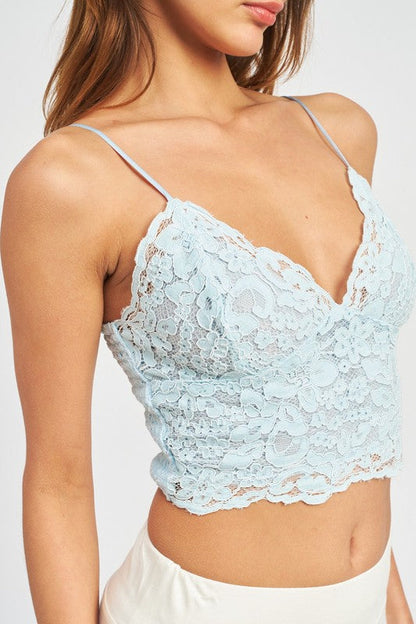Laced Up in Bliss Bralette Top – Baby Blue Beauty