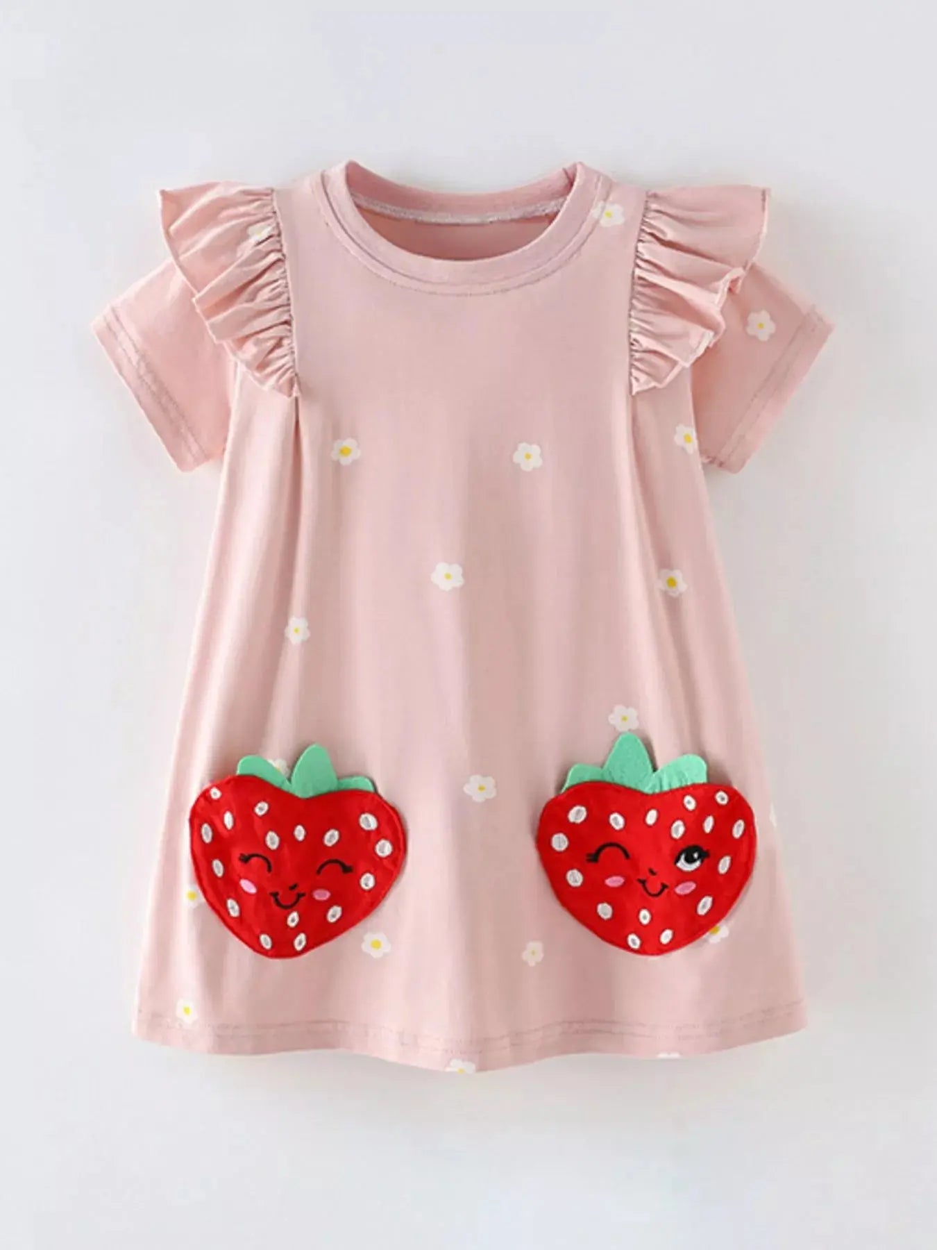 Children's Strawberry Applique Ruffle Sleeve Dress Simply Love