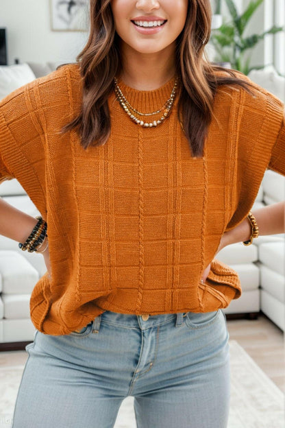 Round Neck Cap Sleeve Sweater.