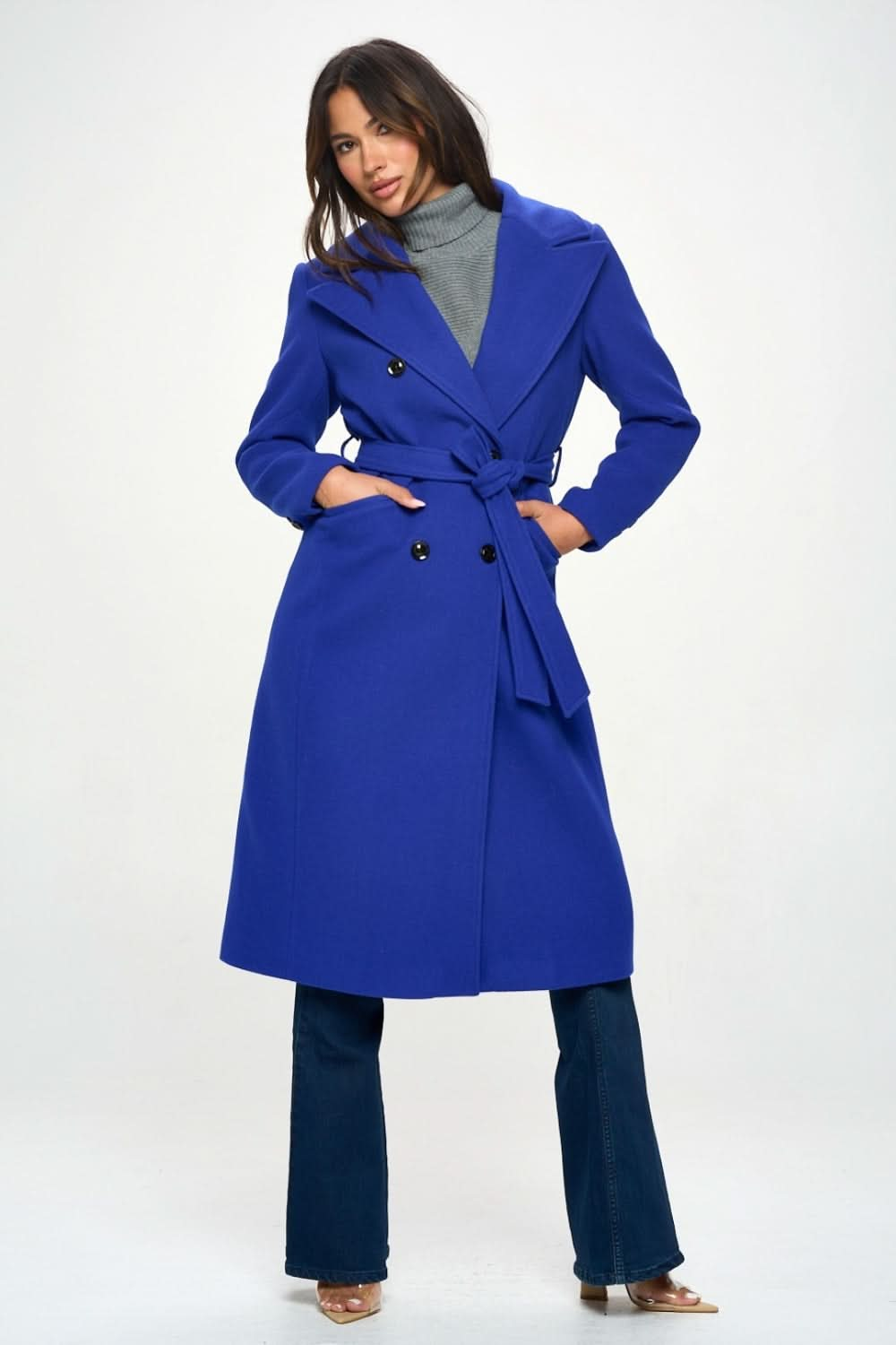 Coalition LA longline coat with belt