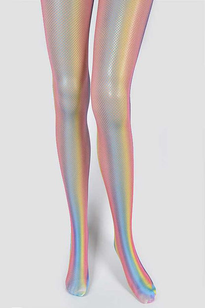 Sparkling holographic fishnet stockings