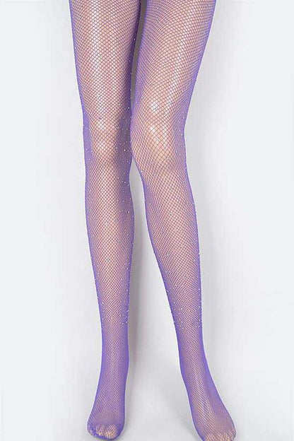 Rhinestone-embellished fishnet stockings for a stylish edge