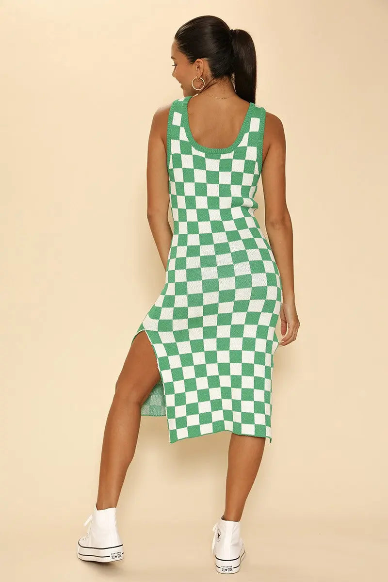 Checkered knit tank dress Miss Sparkling