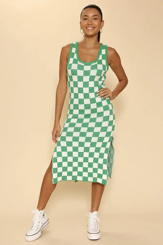 Checkered knit tank dress Miss Sparkling