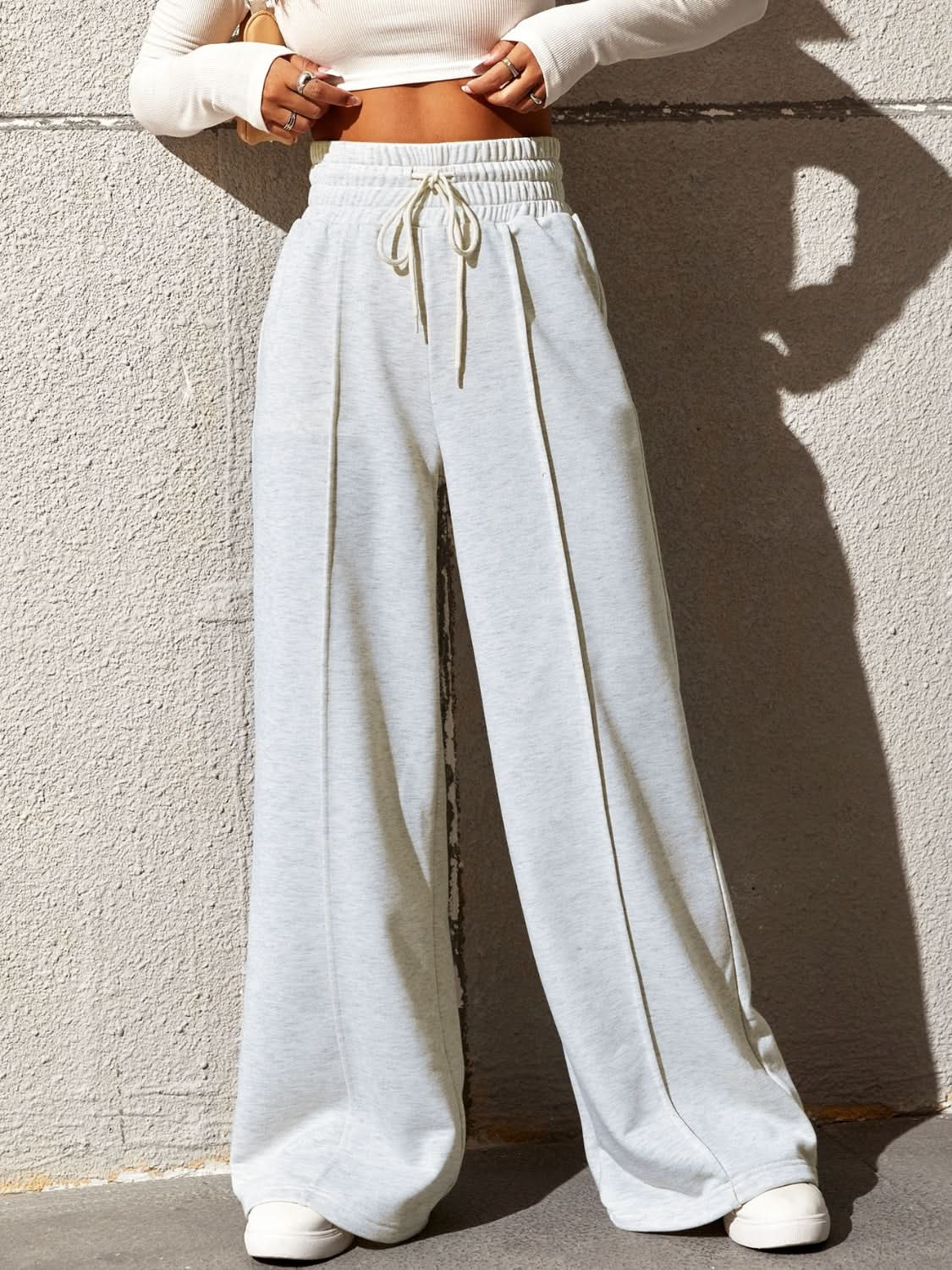 Effortlessly chic wide leg pants with adjustable drawstring waist