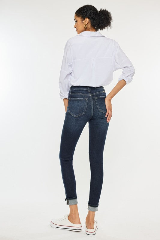 High Rise Button Down Cuffed Ankle Skinny Jeans KanCan Coco’s Tee Boutique