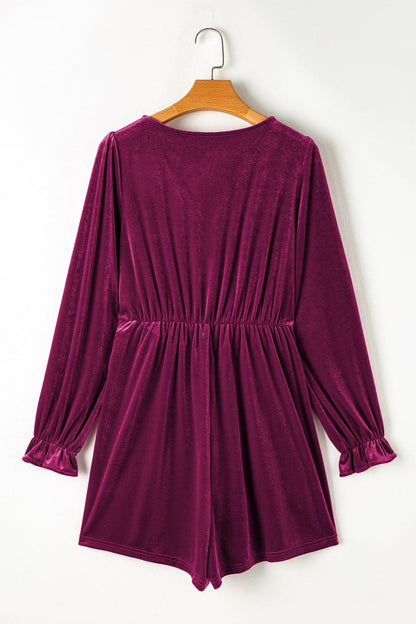 Surplice Flounce Sleeve Romper.