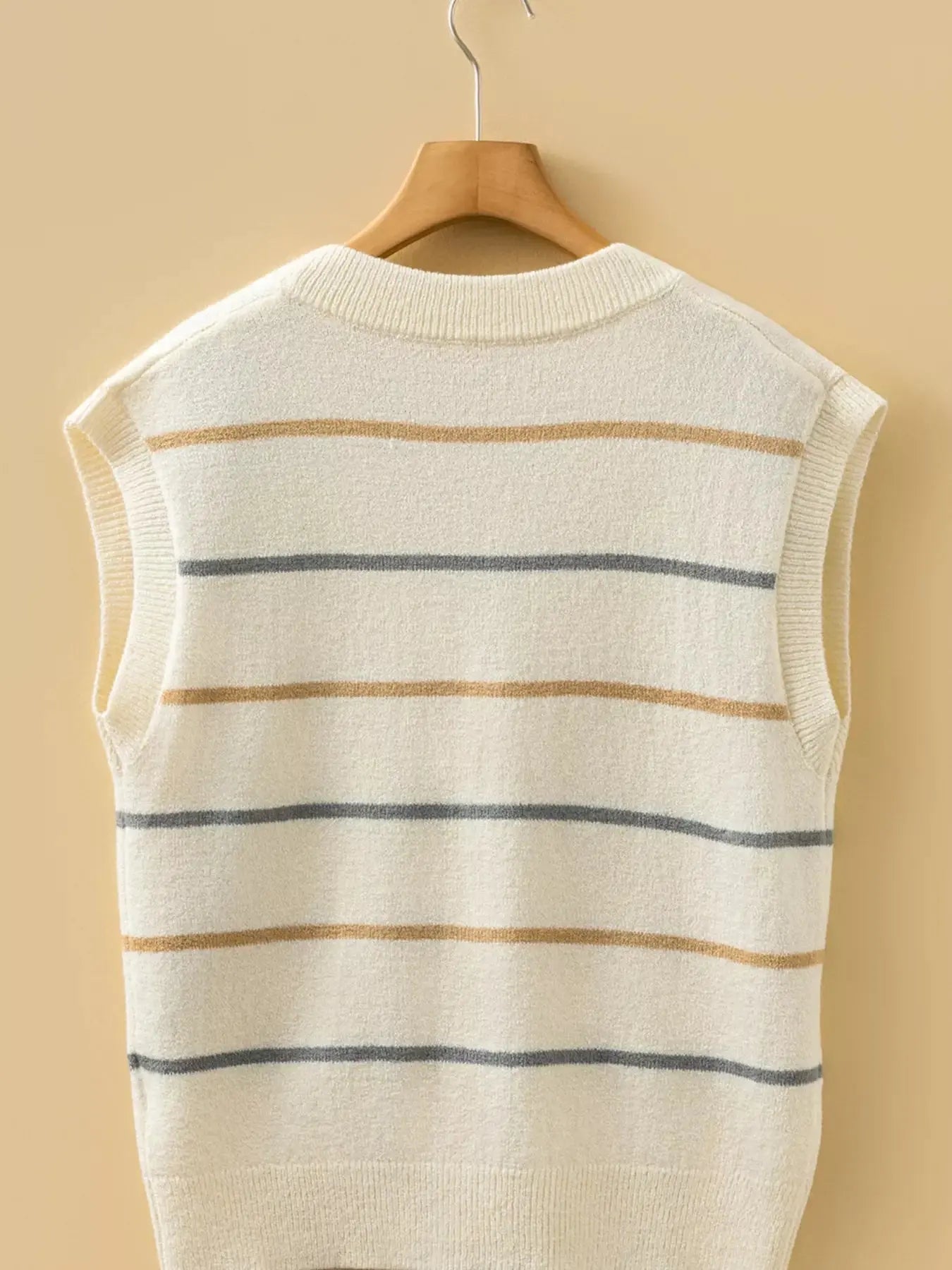 Striped Button-Down Sweater Vest Simply Love