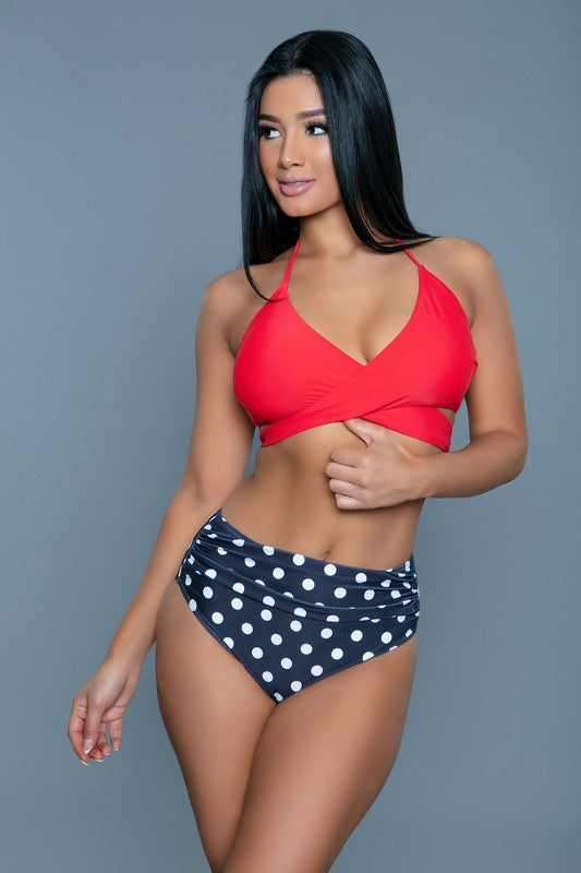 Coastal Elegance Wrap Bikini Set - Red/Blue and Maroon Coco’s Tee Boutique