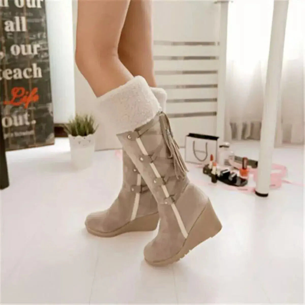 Round Toe Wedge Boots Simply Love
