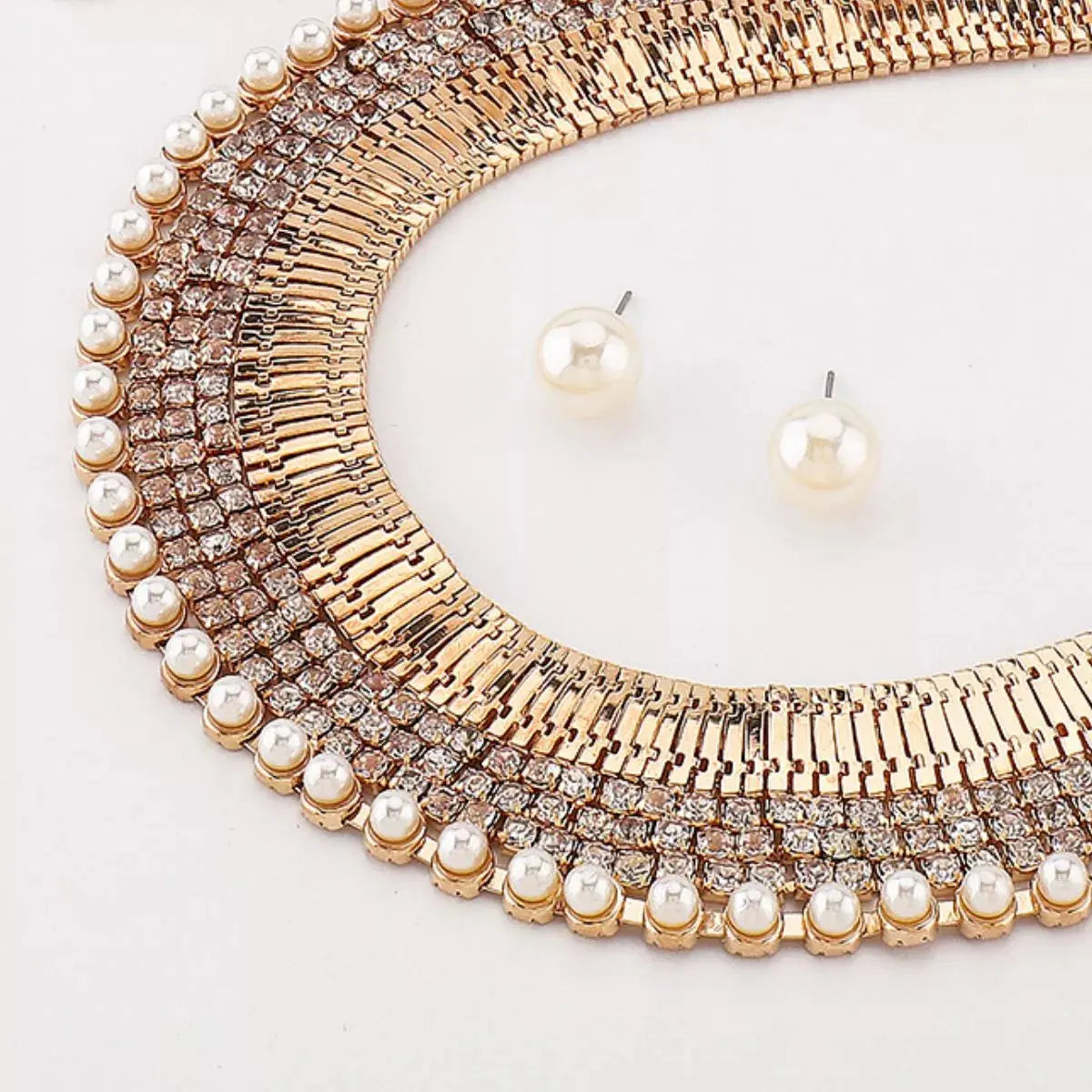 18K Gold-Plated Pearl Earrings and Necklace Jewelry Set Simply Love