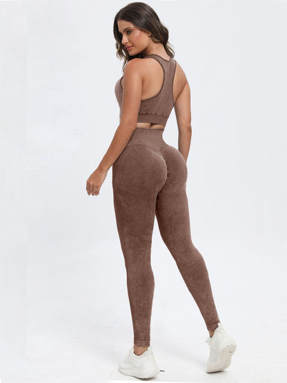 Scoop Neck Wide Strap Top and Pants Active Set.