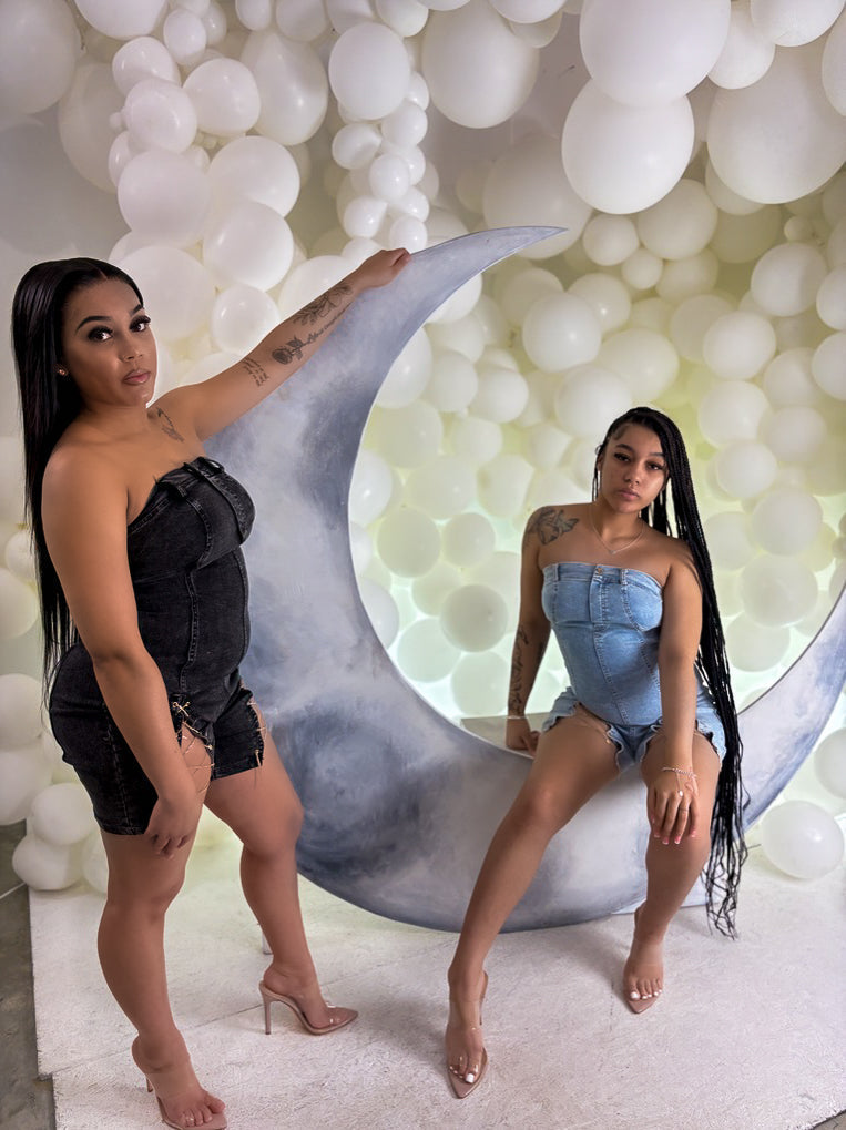 Chain Reaction Denim Romper Coco’s Tee Boutique