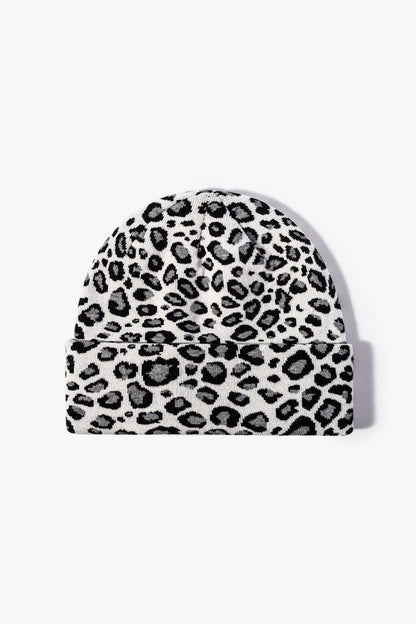 Leopard Pattern Cuffed Beanie.