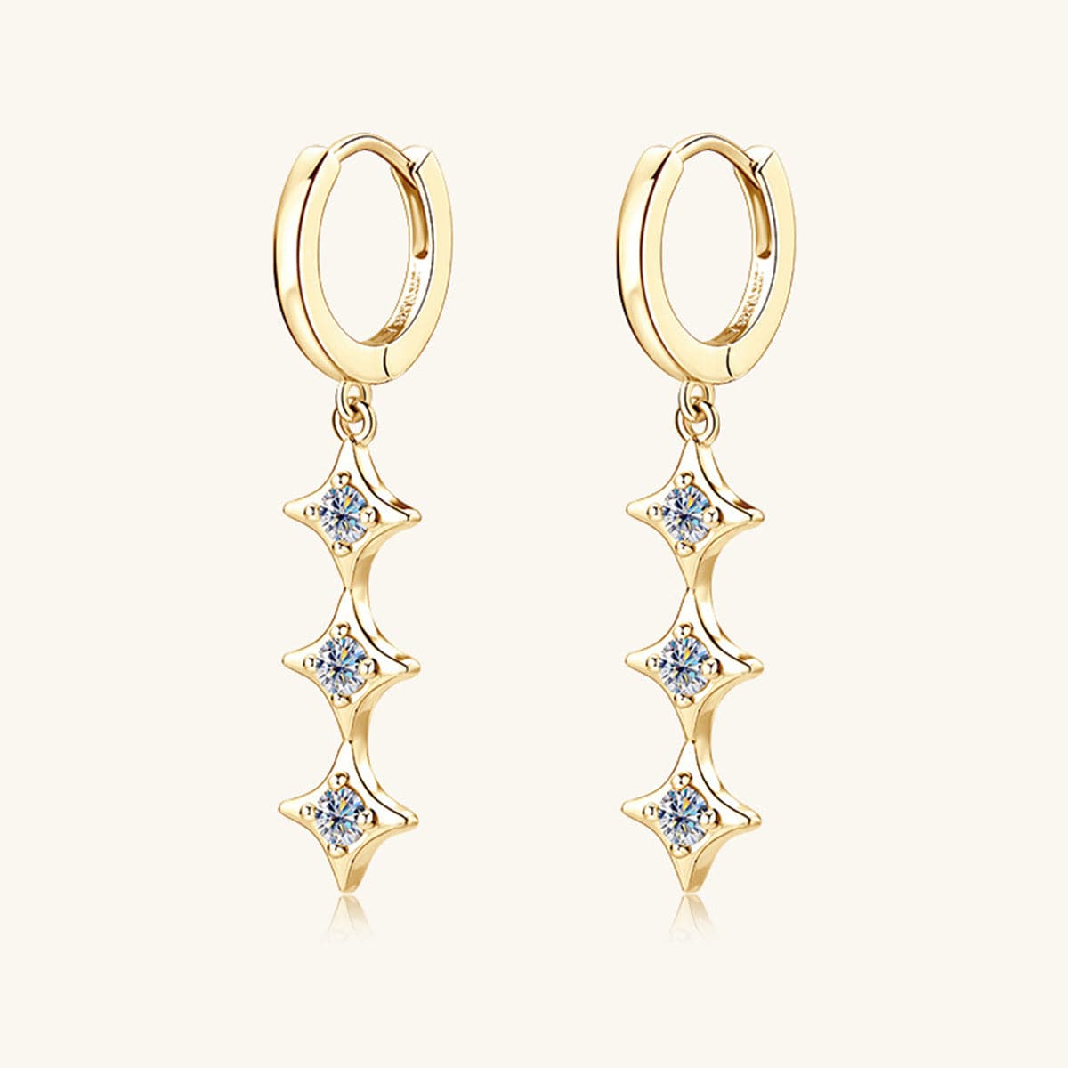 Moissanite 925 Sterling Silver Geometric Shape Earrings.