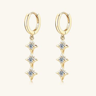 Moissanite 925 Sterling Silver Geometric Shape Earrings.