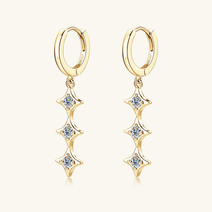 Moissanite 925 Sterling Silver Geometric Shape Earrings.