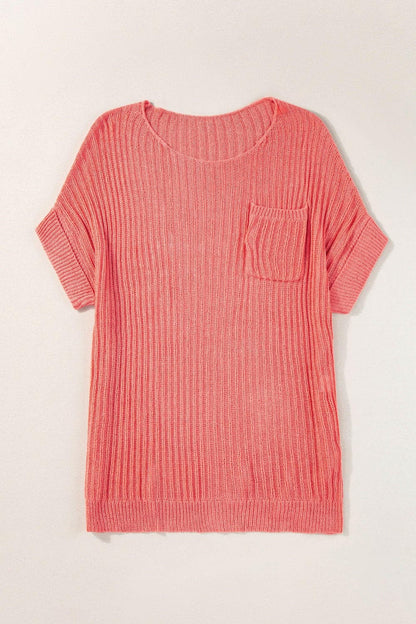 Round Neck Half Sleeve Knit Top.