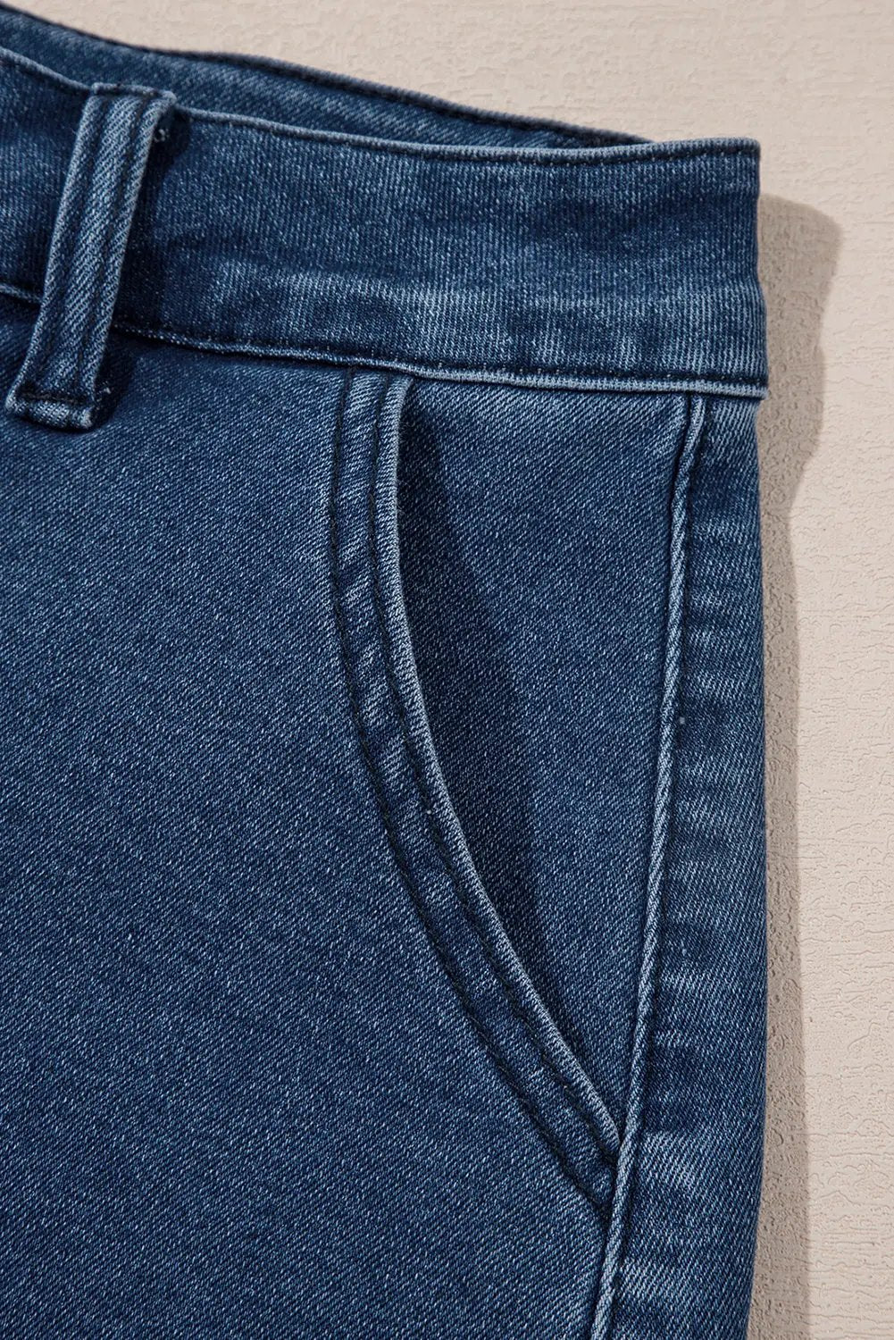 Sail Blue Scalloped Hemline Acid Wash High Waist Denim Shorts Love Salve